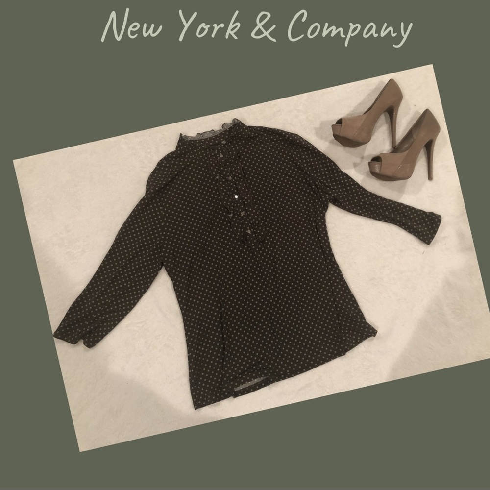 New York & Company Polka- Dot Blouse